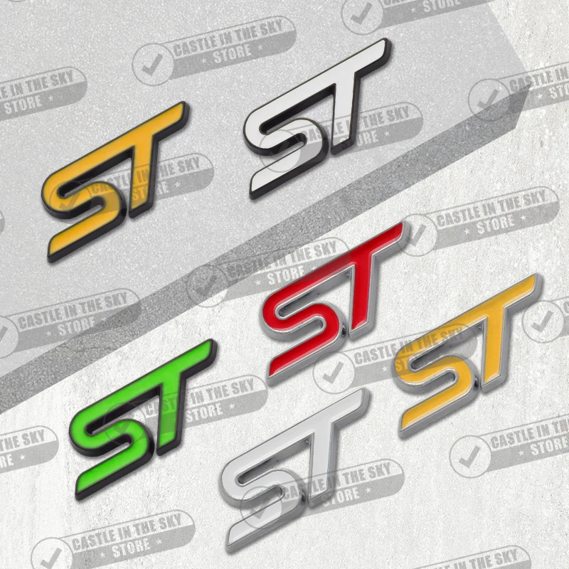 ST Logo Metal Emblem Car Steering Wheel Badge Sticker Emblem Decal For Ford ST Line Focus Mondeo Kuga Fiesta S-MAX C-MAX F-150