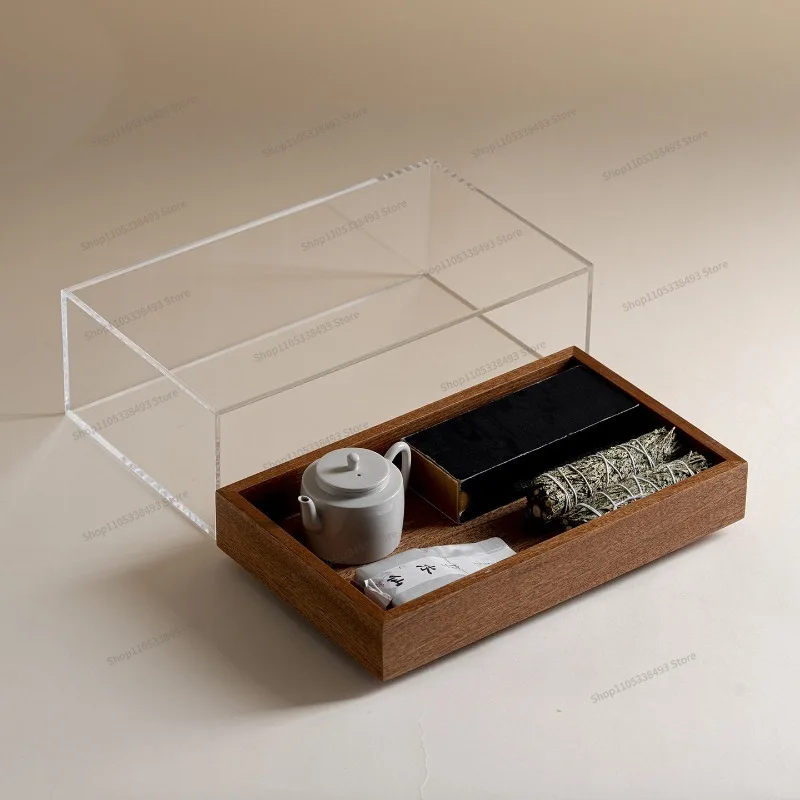 FOR Solid Wood Multi-layer Tea Set Storage Box Acrylic Tea Cabinet Teapot Wenwan Jewelry Storage Box Display Cabinet