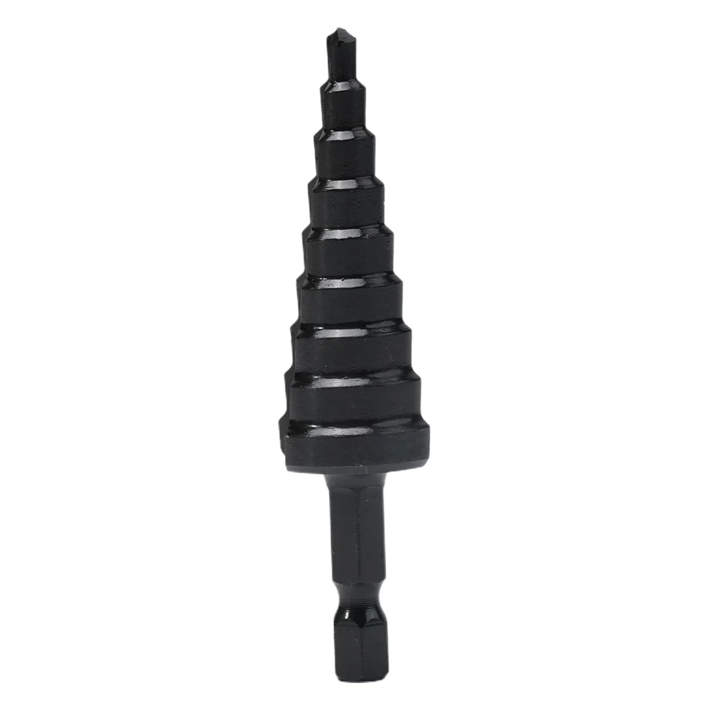 Taladro eléctrico, broca escalonada para jardín, hogar, parque, tratado térmico, recubierto de nitrógeno, vástagos de 3 caras, diseño negro, nuevo