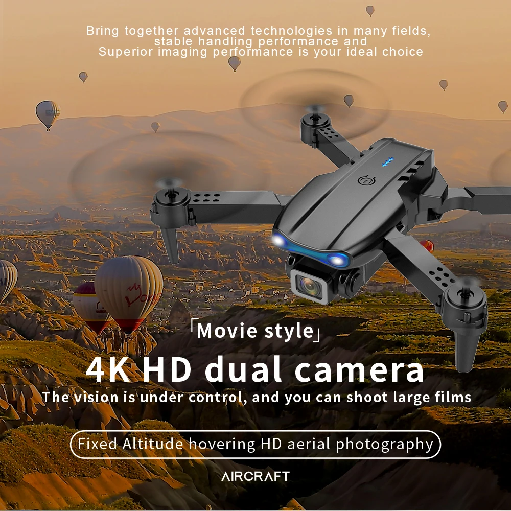 E99 Pro Drone Professional Wide Angle RC Dron HD 4K Camera Mode Foldable Helicopter Aircraft Quadcopter Drone Kid Gift Toys