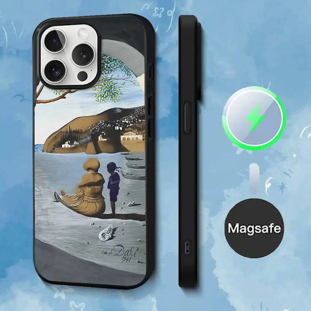 Etui na telefon S-Salvador D-Dali Art do iPhone'a 17, 16, 15, 14, 13, 12, 11, Pro, Max, Plus, Mini, SE4, E z magnetycznym systemem Magsafe do ładowania bezprzewodowego