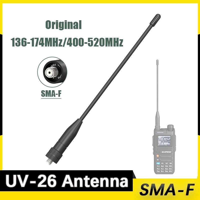 Baofeng UV-26 Antenna SMA-Female Original VHF UHF Soft Whip Aerial Long Range For UV-5RM BF-K61Pro UV-K6 UV-21 Radio Accessories