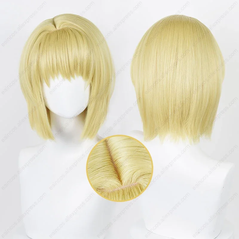 Anime Kurapika Cosplay Wig, Light Golden Short Hair, Heat Resistant, Synthetic Wig, Halloween Party, 35cm