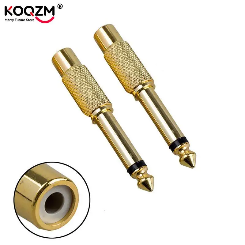 

2pcs Gold Plated 6.35mm 1/4" Male Mono Plug to RCA Female 6.5mm Jack Audio Stereo Adapter Connector Plug Converter Sound Mixer