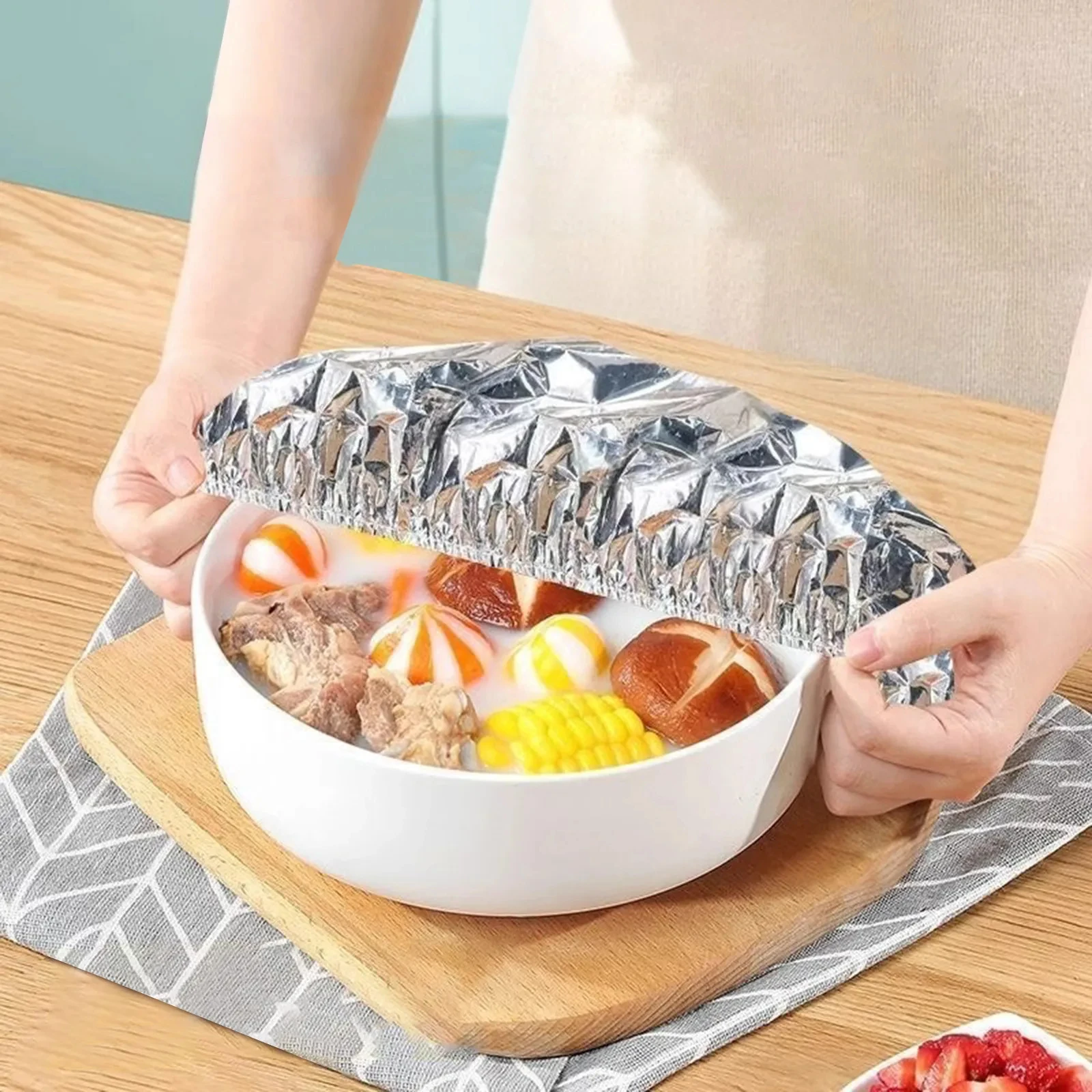 40pcs Reusable Aluminum Foil Bowl Cover Heat Insulation And Heat Preservation Food Grade Oven Takeaway Picnic Insulation Covers