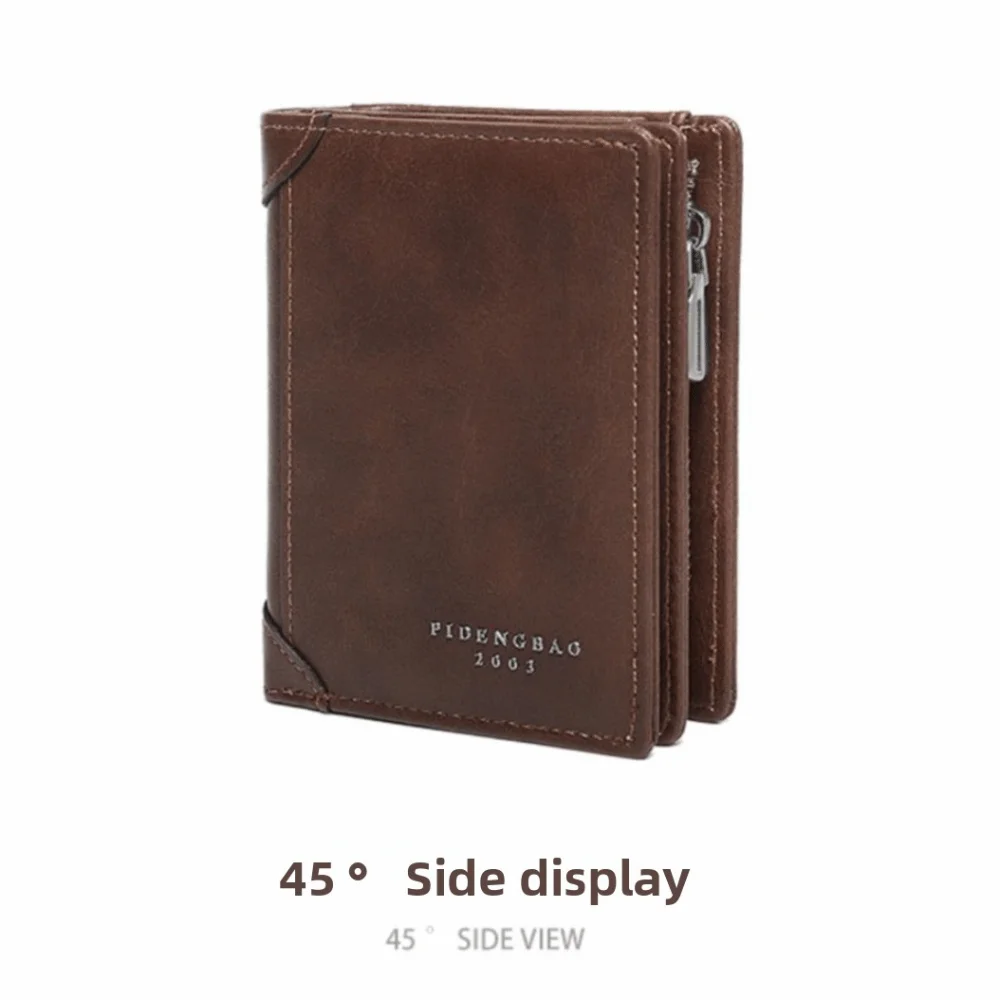 Carteras cortas portátiles de cuero PU, bolsa multifunción con cremallera, tarjetero, almacenamiento de tarjetas de crédito y identificación, bolso de mano de viaje para hombre