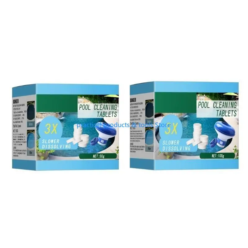 

77JB Swimming Pool Cleaning 2Pcs/Set Pool Cleaning Tablets Dosing Service Storage for Outdoor Garden Swimming