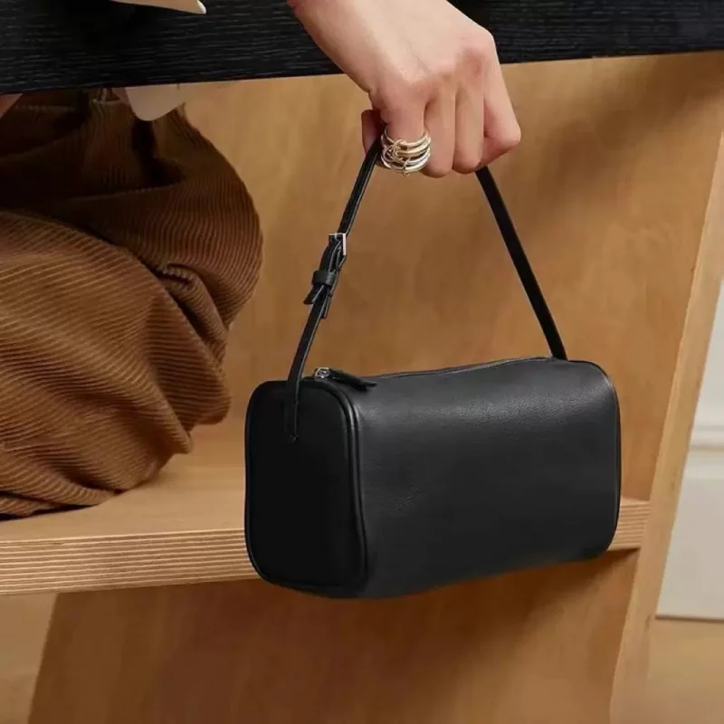 

LIANYI Simple Retro Solid Color Genuine Leather Pen Holder Bag Mini Handbag Fashion Item Temperament Shoulder Underarm Bag