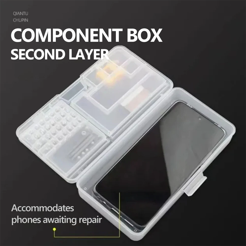 WXY 이중 레이어 수리 부품 보관함 (휴대폰 수리용 마더보드 PCB 부품 나사 분류 보관 도구)