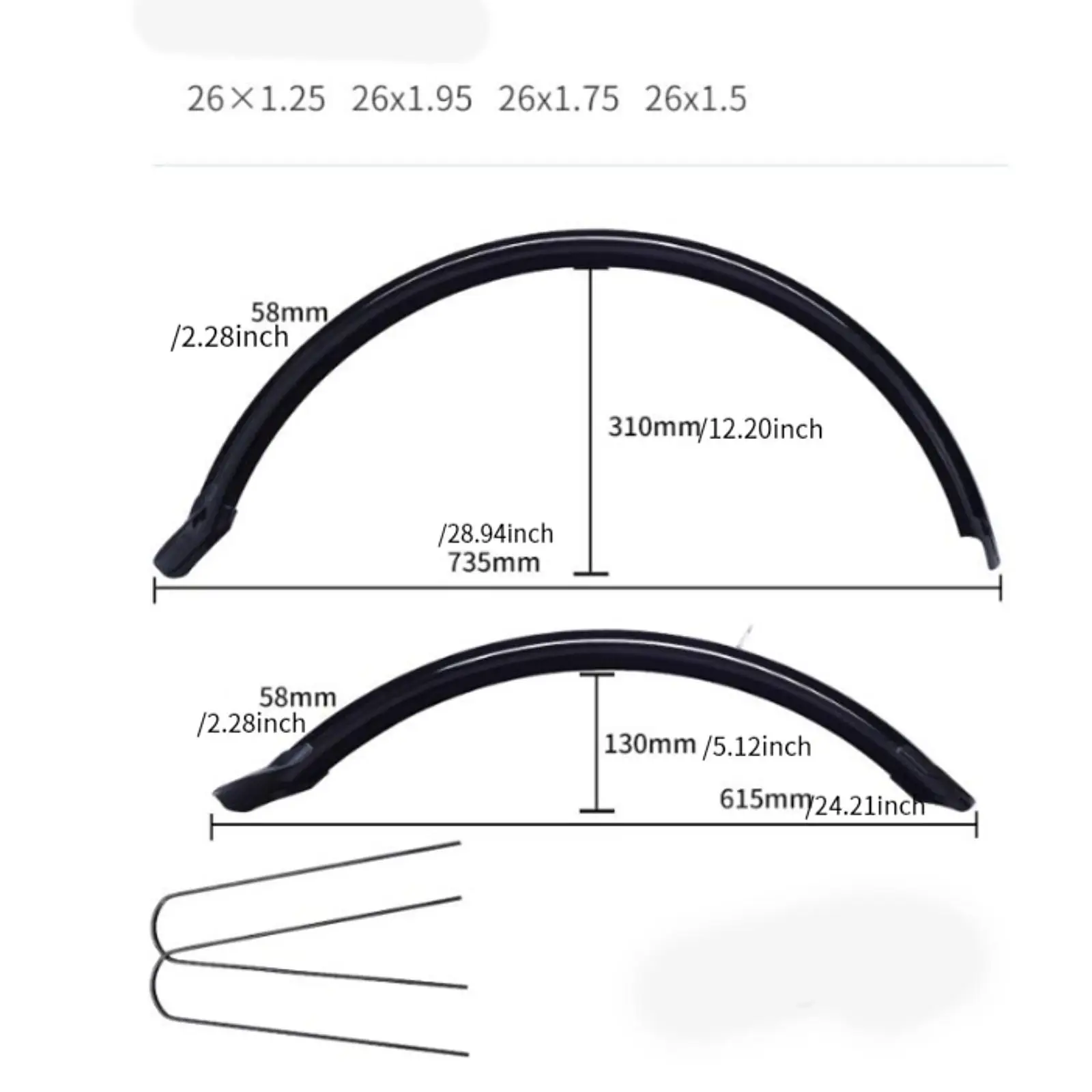 Bicycle Front and Rear Mud Guard Set Mudguard for 26 inch Tire Replace Parts image 6