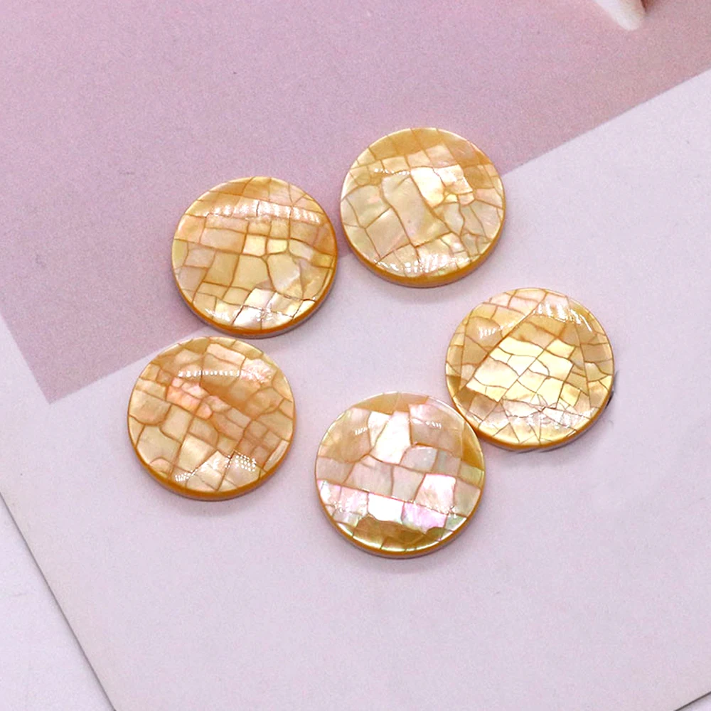 Natural Abalone Shell Beads Caps Mother-of-pearl Shell Flat Round Cabochons Cameo Beads for Jewelry Making DIY Ring Accessories