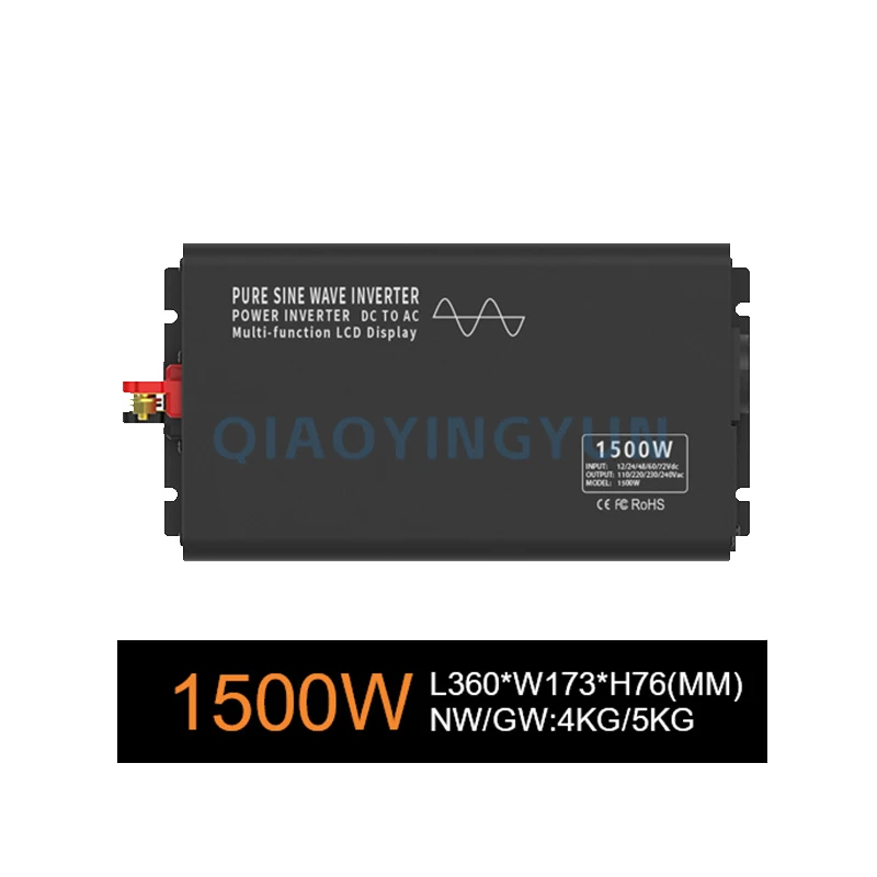 Pure Sine Wave Inverter Power 1500W DC 12V/24V/36V/48V/60V/72V/84V To AC 110V 220V Voltage 50/60HZ Solar Car Inverter
