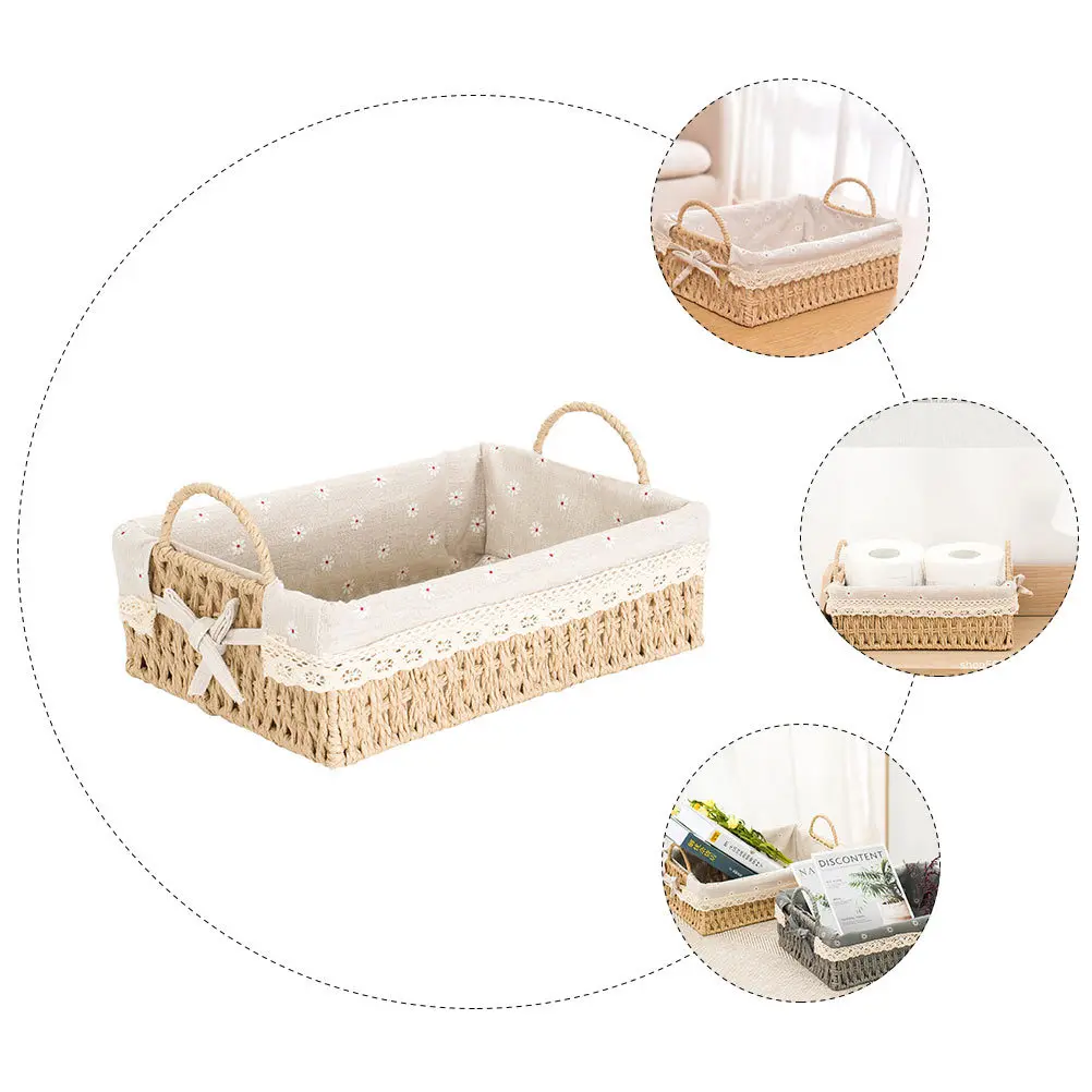 

1Pcs Hand-Woven Flower Basket Natural Color Storage Container Rustic Style Home Decorative Woven Basket for Flower