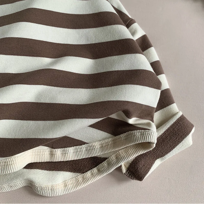 2023 Spring Autumn New Children Casual T Shirt Loose Kids Striped T Shirts Cotton Tee Boys Girls Long Sleeve Tops Baby Clothes