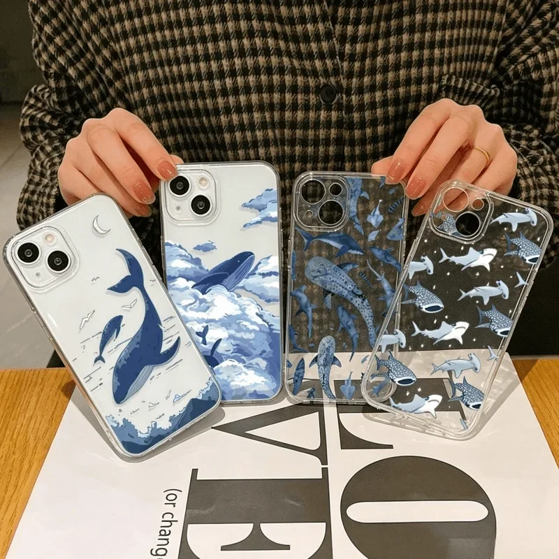Ocean Animals Shark Case For Samsung Galaxy S26Edge S25 S24 S26 Ultra Plus S23 S20 FE Soft Silicone Transparent Cover