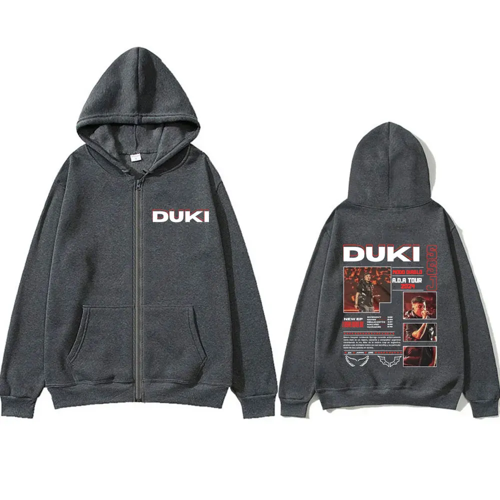 Hip Hop Rapper Duki ADA Tour Print Zipper Hoodie Antes De Ameri Graphic Zip Up Jacket Coat Men Women Fashion Oversized Hoodies