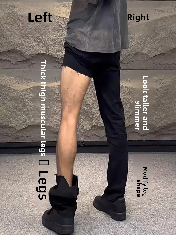 

Bla Fce Lined Men's Bootcut Jeans High Waist Slimming Stretchy High Street Sle Winter Wear Youth Faion Bend Knife Pants