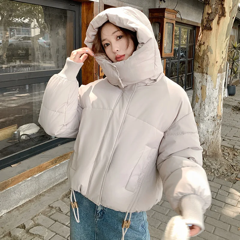 2024 New Women's Winter Puffer Jacket Short Removable Sleeve Cotton-padded Clothes Hooded Thicken Bread Jacket Coat