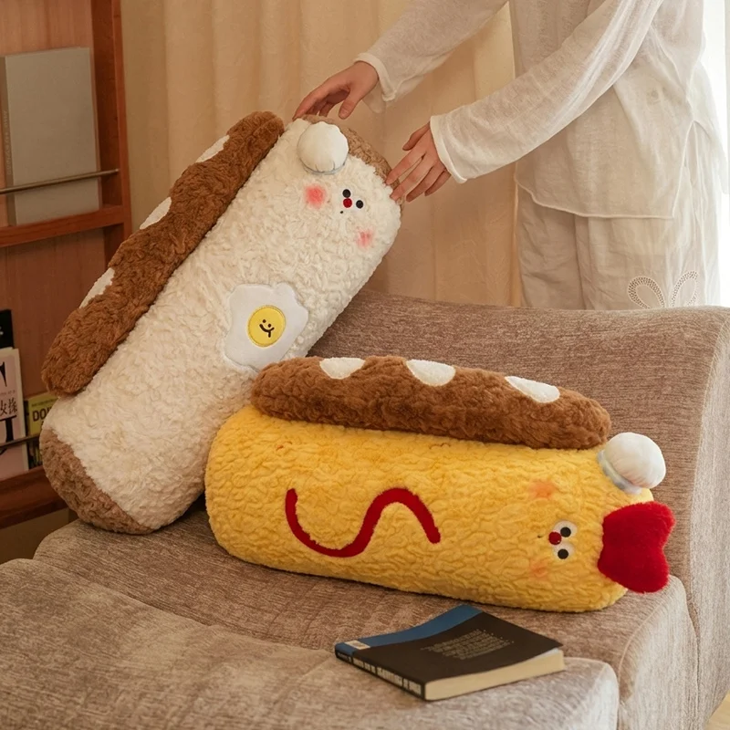 Toast Stick Pillow Warm Home Decoration 65cm Kawaii Shrimp Explosion Stick Throw Pillow  Literary Style Sofa Cushion