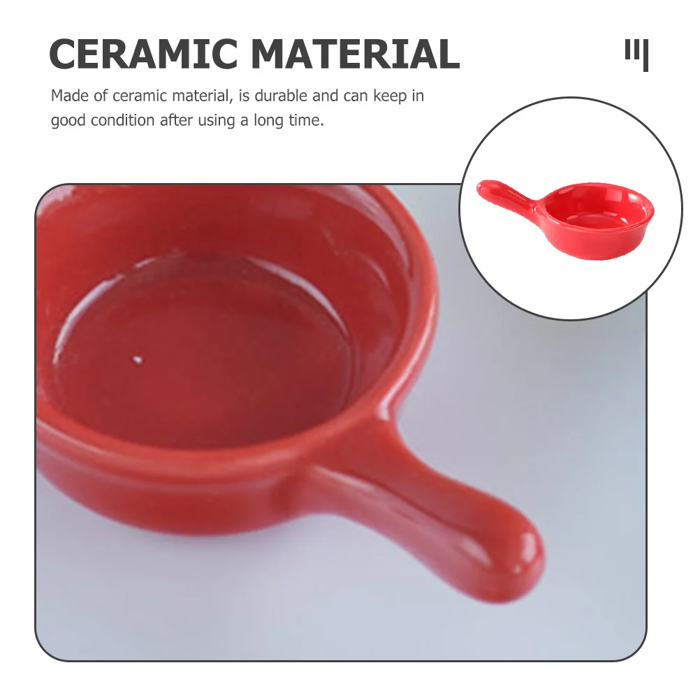 

6Pcs Mini Sauce Dishes Set Ceramic Egg Cup with Handle Dipping Sauce Bowl Seasoning Holder Side Dishes Container