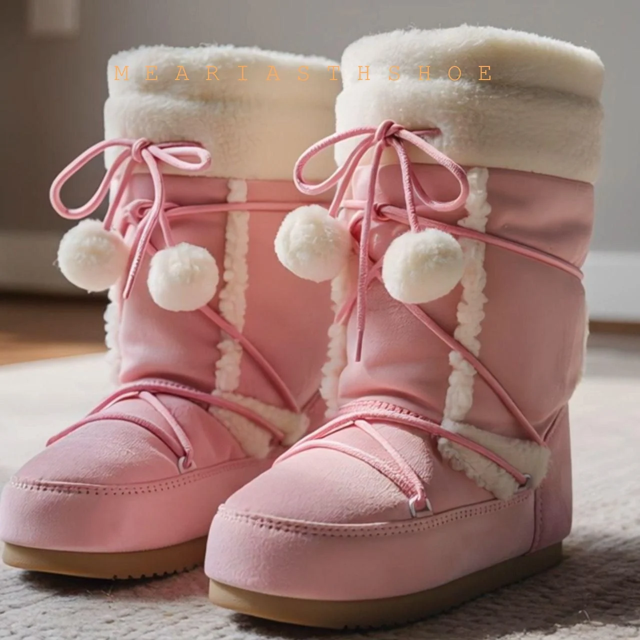

2025 Winter Fur Boots Snow Boots Women Fluffy Fuzzy Furry Faux Fur Boots Middle Calf Platform Pink Black White Furry Boots