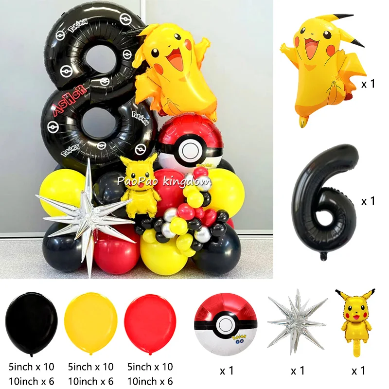 Niedliche Pikachu-Ballons Cartoon-Folienballons Geburtstagsparty-Deko-Set Kinder-Babyparty Feier-Party-Zubehör – Detail 6