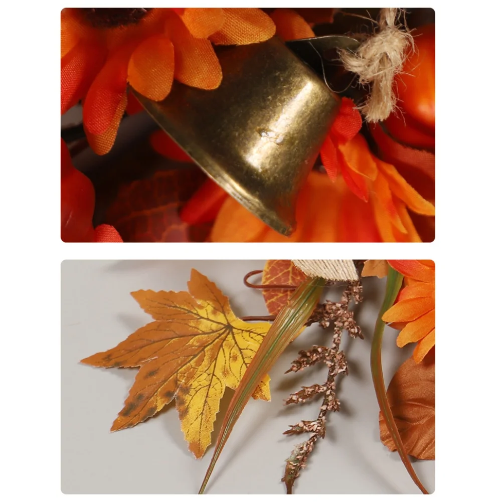 For Thanksgiving Harvest Hanging Swag Featuring Artificial Pumpkins Sunflowers and Autumn Leaves for Home Decor
