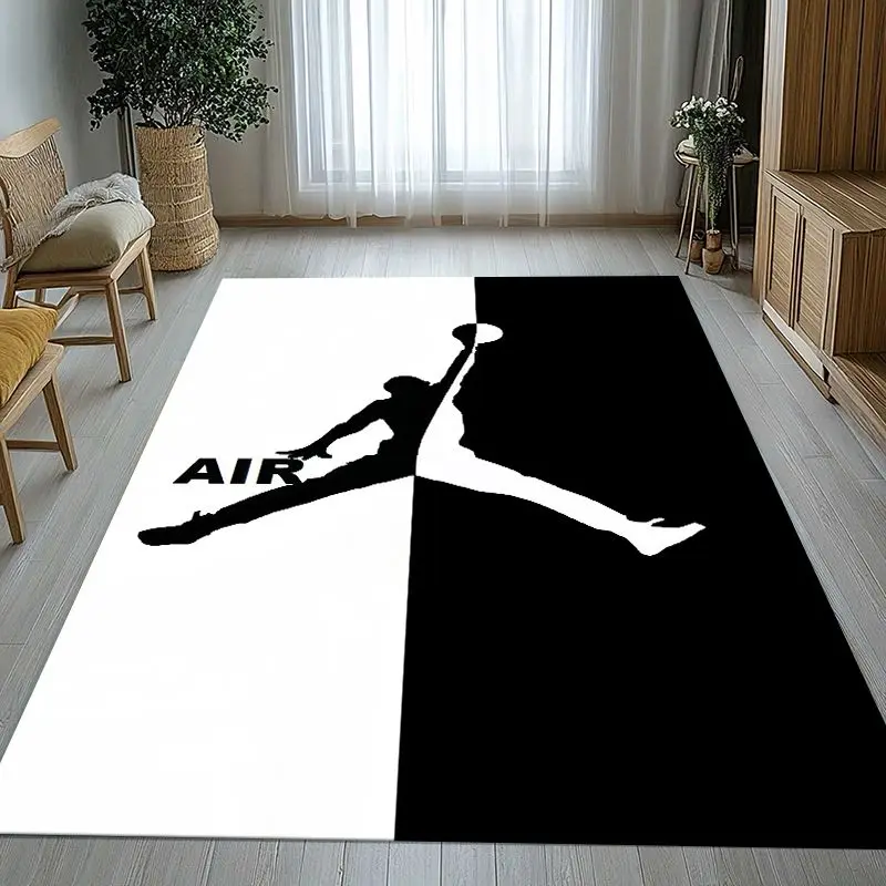 Fashion J-Jordan Basketball Sign Living Room Non-Slip Area Rug Soft Carpet for Bedroom Kid Playroom Sofa,Home Decor Doormat Gift