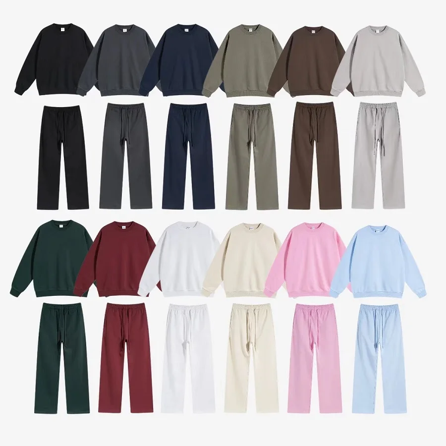 

Casual Oversize round Ne Sweatirt Set for Men And Women Spring Autumn Loose Fit Color High Street Sle Two Pieces