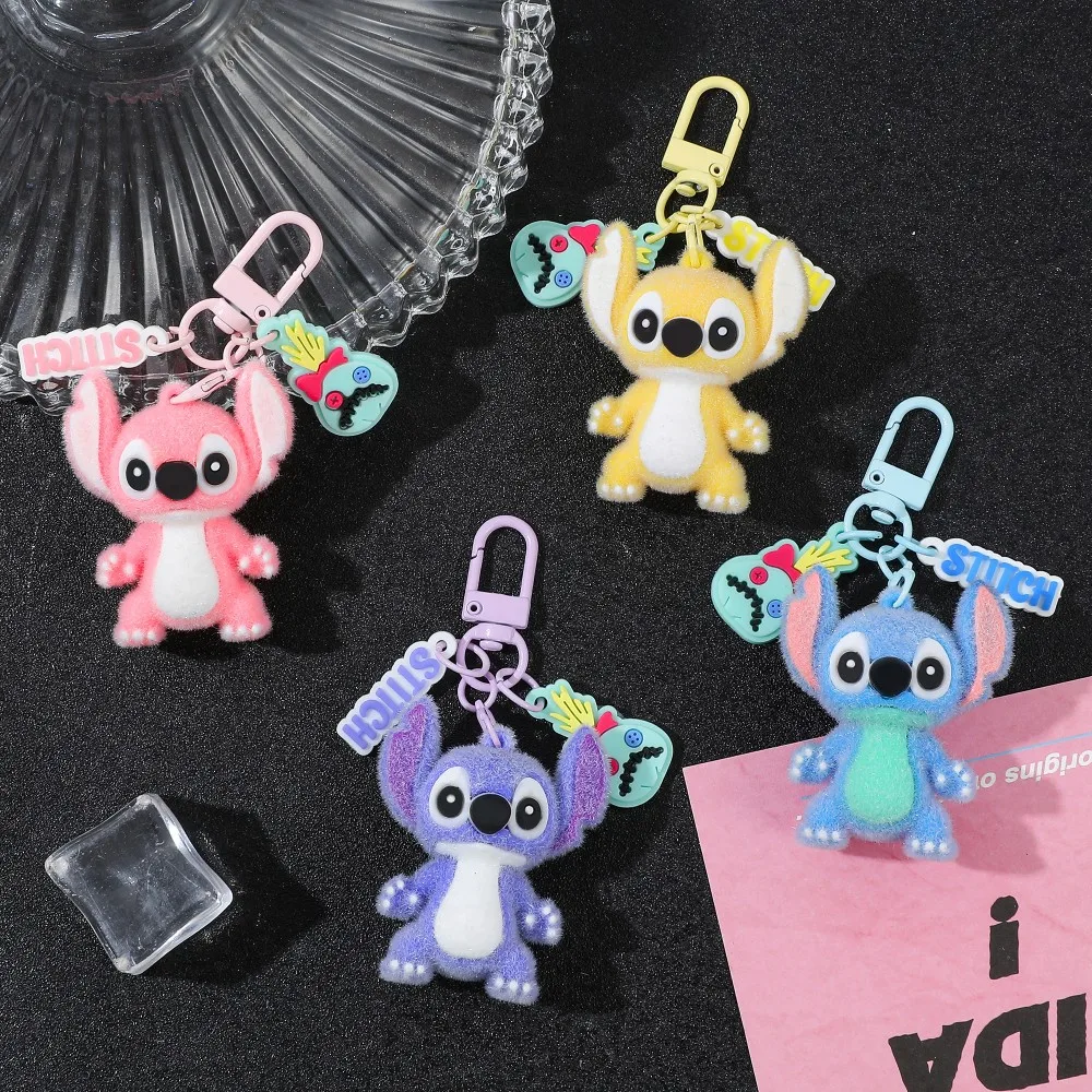 4.7cm Mini Disney Stitch Keychain  - Soft Flocked Anime Keyring, Cute Cartoon Backpack Charm for Girls & Kids Christmas Gift image 4