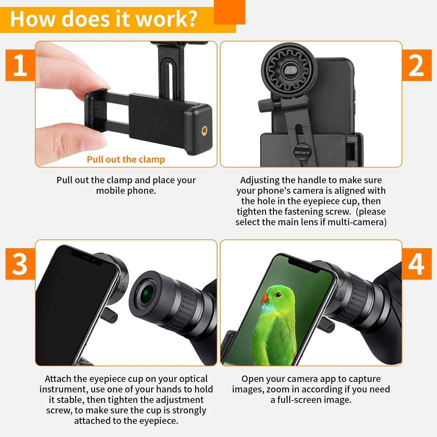 ABKQ-Telescope Cell Phone Adapter Mount,Universal Compatible Binocular Monocular Spotting Scope Telescope