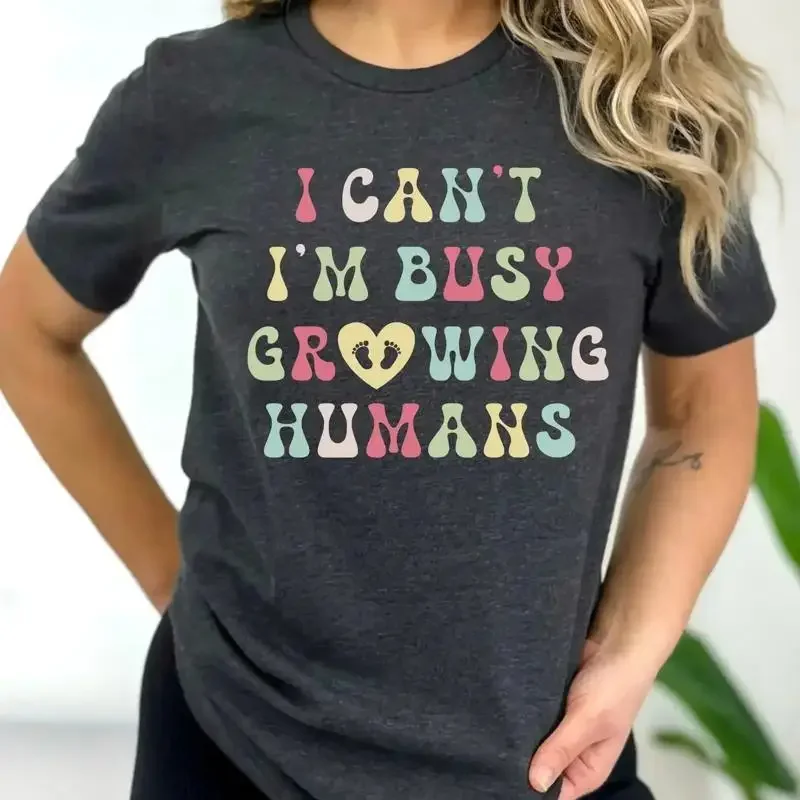 I Can'T I'M Busy Growing A Human T Shirt Funny Pregnancy Mom Mama Expecting Twin Humans