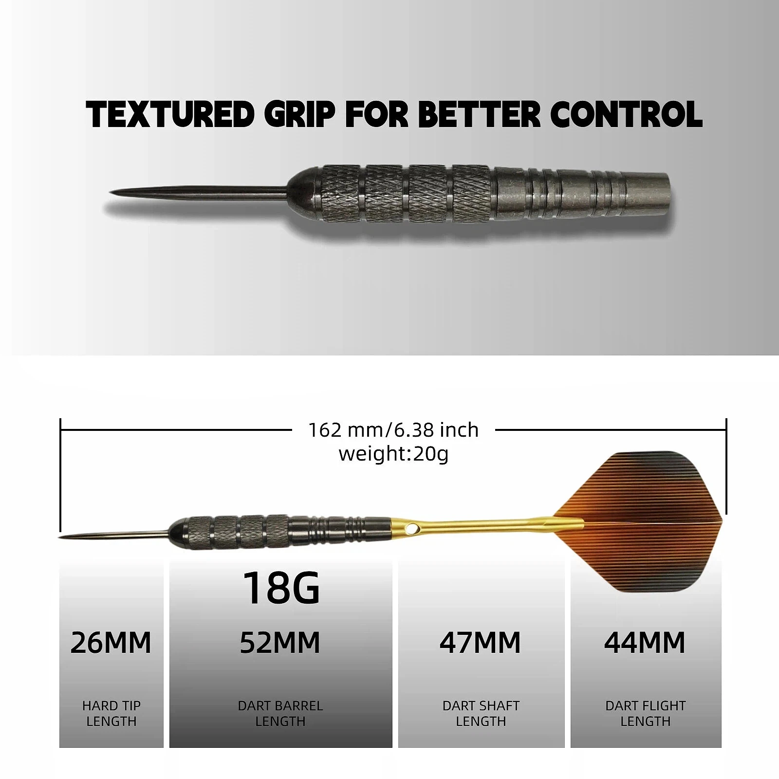 20g Professional Hard Steel Needle Dart Set, Anti Slip Groove Dart Barrel, Dart Beginner Friendly, Great Gift for Halloween Part