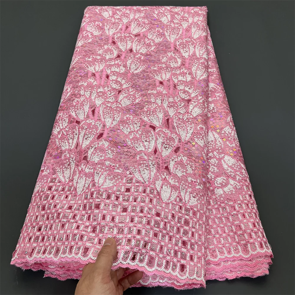 2025 High Quality African Nigerian Tulle Lace Fabric Sequins Embroidery French Guipure Wedding Party Dress Beaded 5Yards