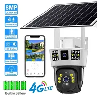 8MP Solar 4G Camera Outdoor Waterproof IP Camara Three Screens Night Vision Built in 8000mah Battery CCTV Surveillance Monitor