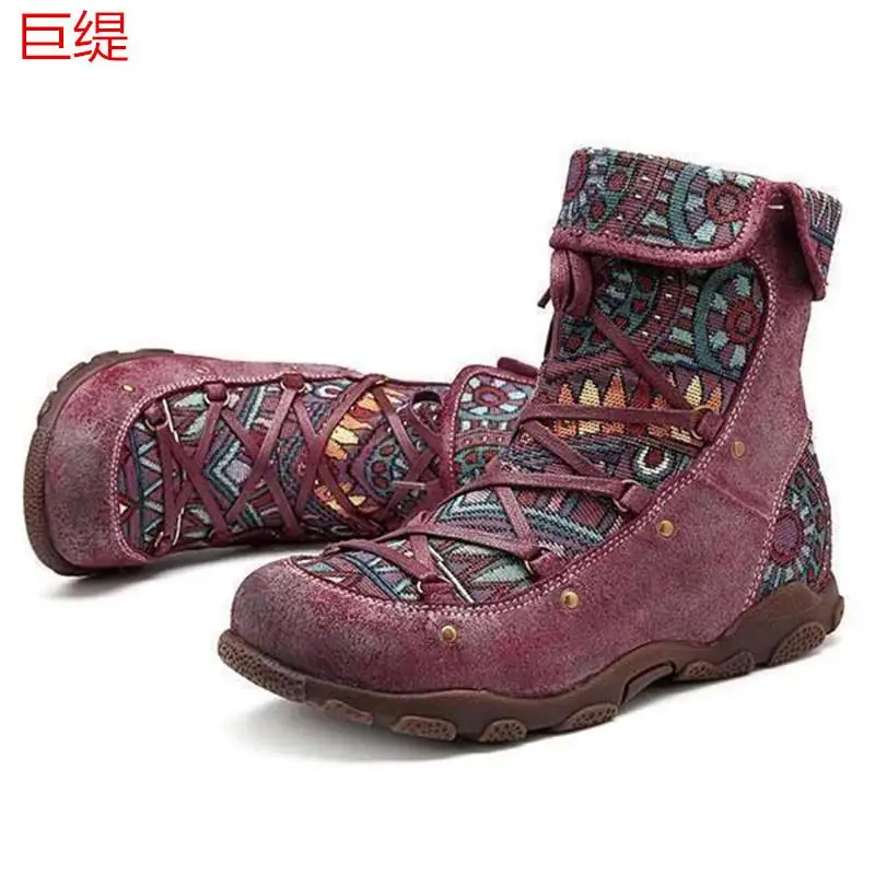 

Women's Fce Lined Flat Bot Boots Summer New Sle Wi202 Large Size Comfortable Faionable Low Top Booties