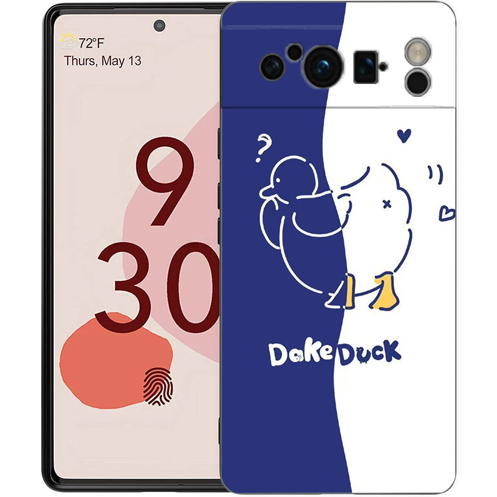 Duck Art Phone Case For Google Pixel 8 7 6 Pro 6A 7A 5G Soft Silicone Shockproof TPU Black Cover TPU Fundas