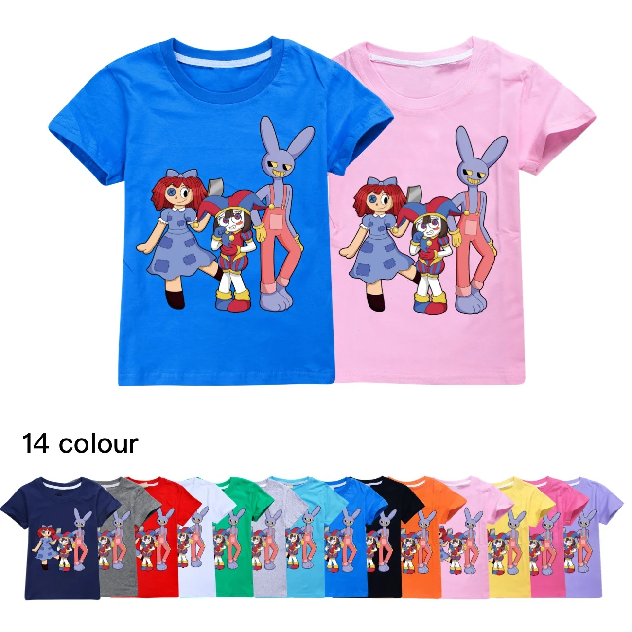 

The Amazing Digital Circus Kids T-Shirt Unisex Pure Cotton Cartoon Summer More Color Girls Boys Short Sleeved Casual T-shirt