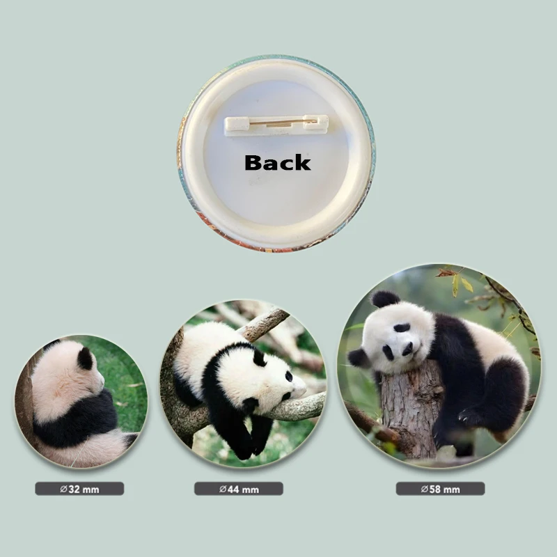 32/44/58mm Cute Pandas XiangXiang FuBao NuanNuan Round Brooch Cartoon Badge for Backpack Hat Jewelry Accessories Gifts