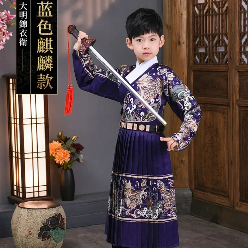 Traje de Cosplay Hanfu tradicional para crianças, terno Tang, cavaleiro samurai, guarda-roupa infantil, roupas de desempenho, estilo chinês