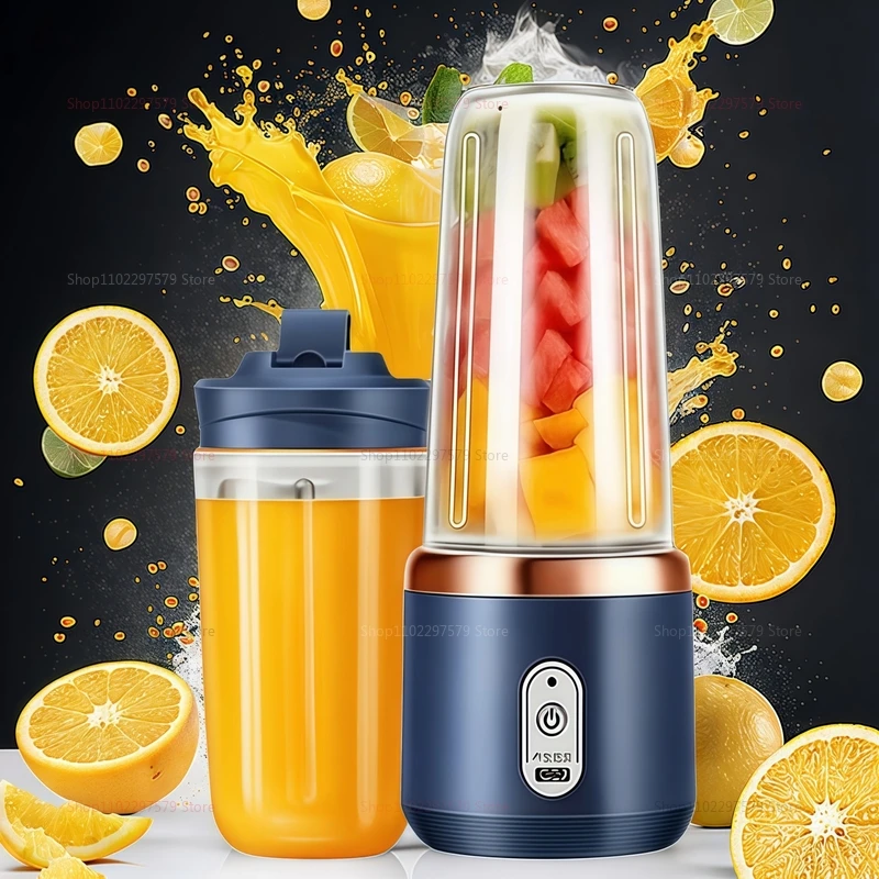 خلاط عصارة محمول 400 مللي عصارة فواكه كهربائية USB شحن الليمون والبرتقال كوب عصير الفاكهة آلة خلاط عصائر 2 أكواب #1