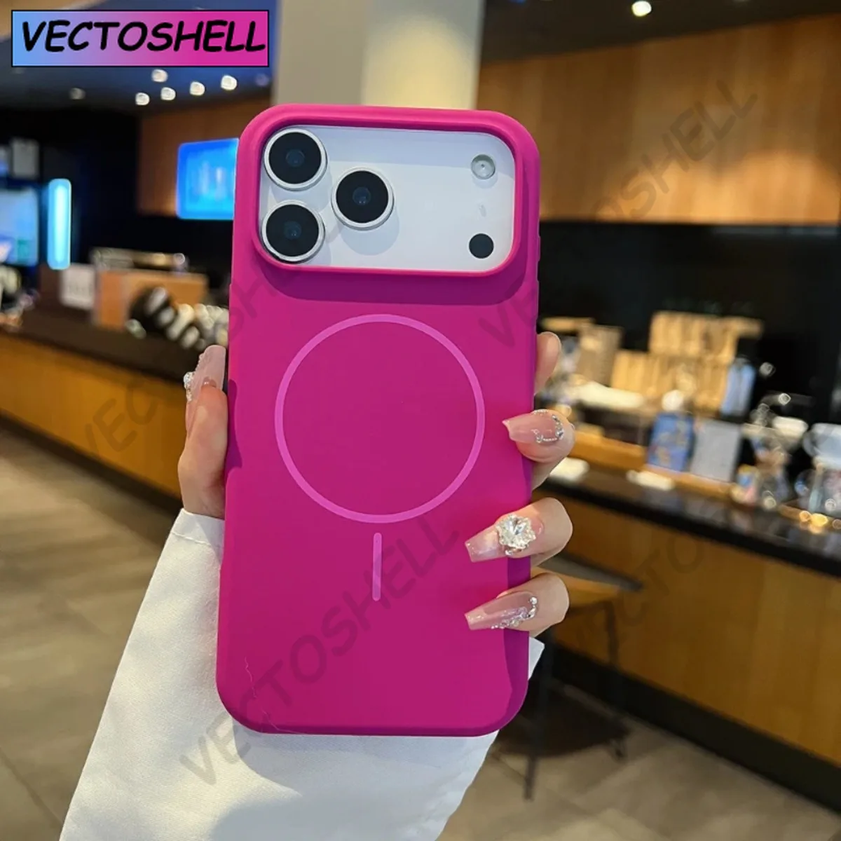 Luksusowe etui na telefon z płynnego silikonu w jednolitym kolorze z obsługą ładowania bezprzewodowego MagSafe, z bumperem, na iPhone 17 Air, 16, 15, 14.