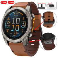 Genuine Leather QuickFit 26mm 22mm Bracelet For Garmin Quatix 8/Fenix 7 7X E 8 6X 6 Pro 5 5X Epix Pro/Enduro 3 2 Descent G2 Band