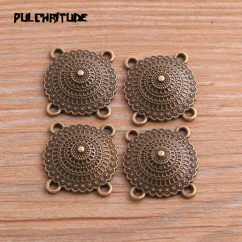 8pcs 21*22mm New Product Two Color Zinc Alloy Round Porous Connectors Jewelry Making DIY Handmade Craft