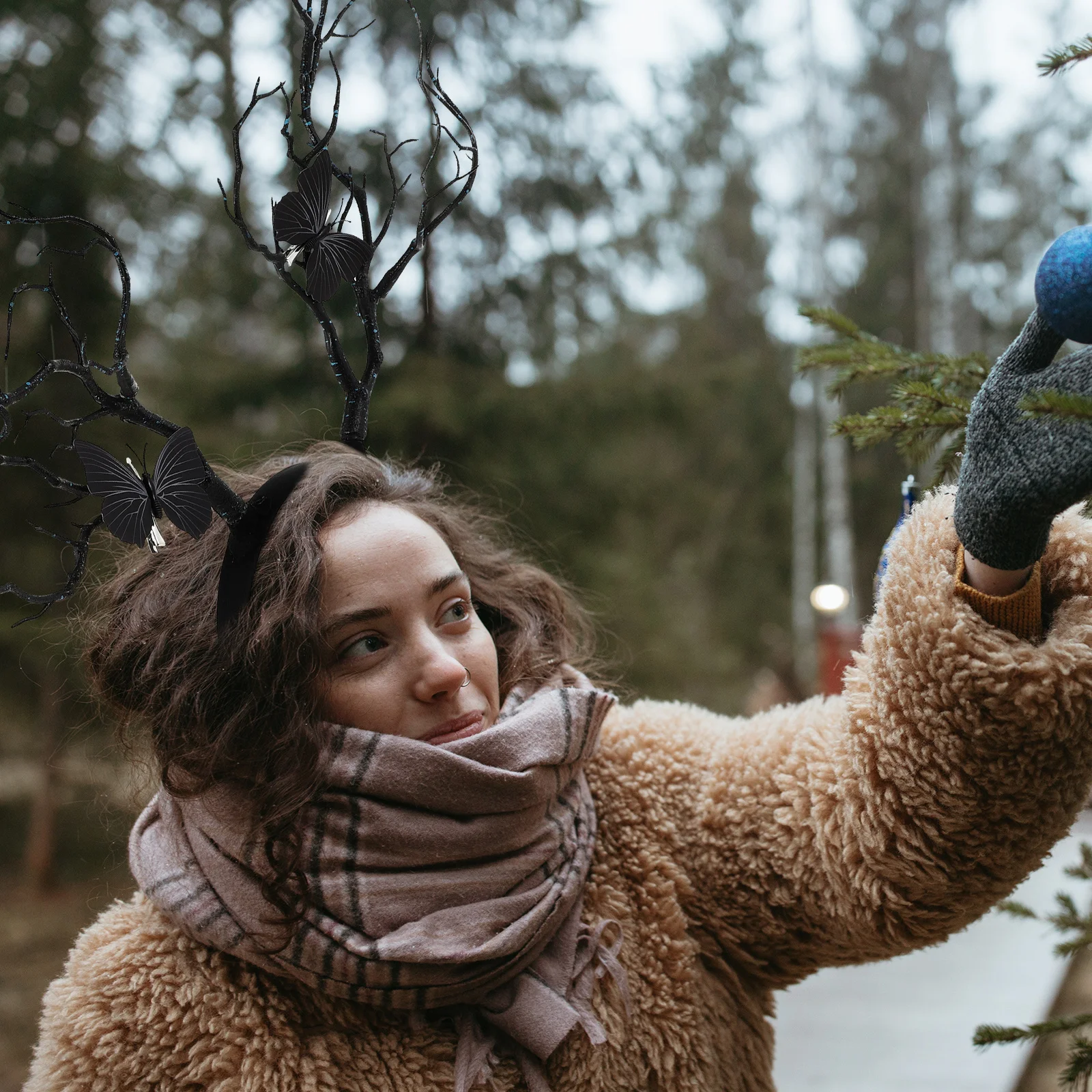 

1pc Branch Horn Shaped Hair Band Silicone Party Headwear Christmas Photo Prop Halloween Accessory Cosplay Event Decor