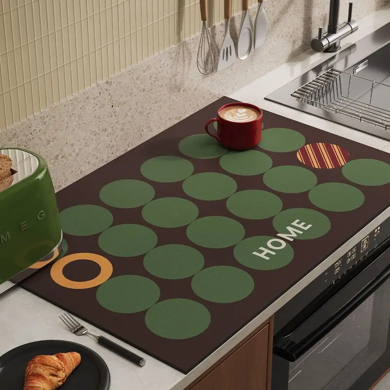 VIKAMA Table Placemat Blue Circle Print Anti Slip Mat for Coffee Table Home Kitchen Decor Home Word Design