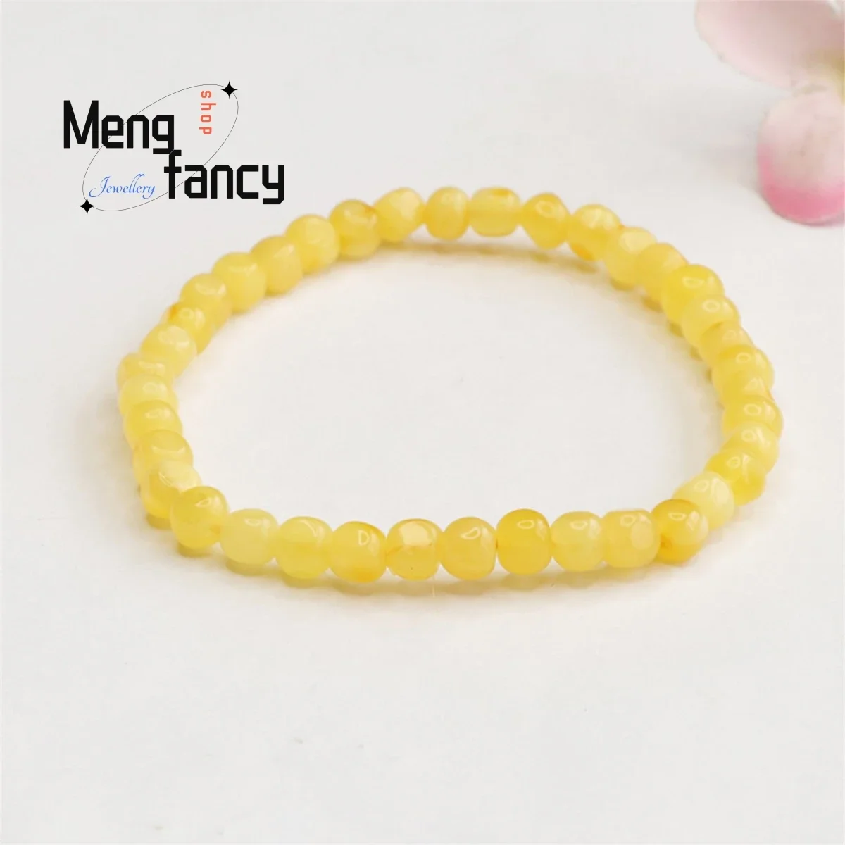 

Natural Honey Wax Amber Full Bead String Bracelet Simple Personality Magnificent Boutique Fashion Retro Style Luxury Men Women