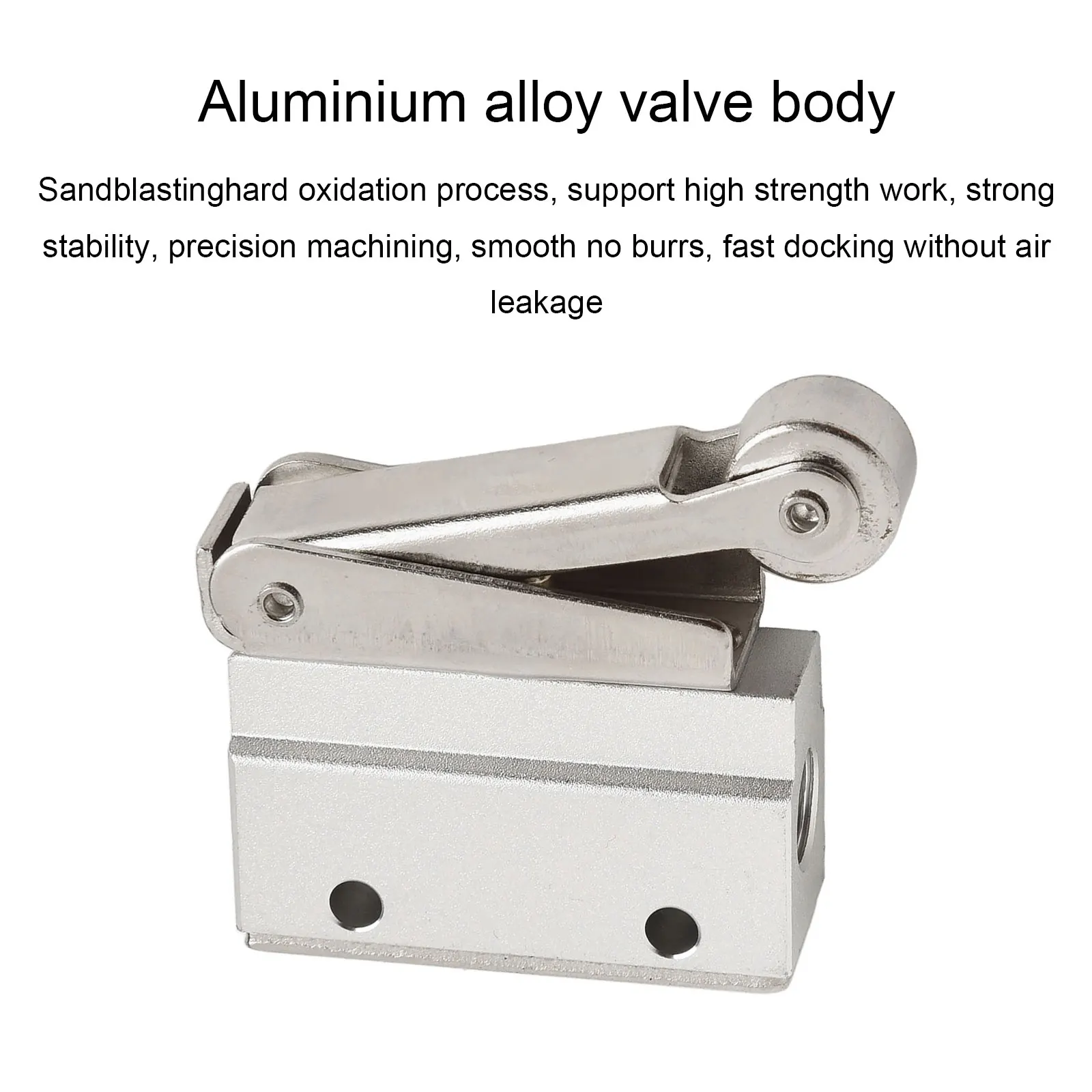 2 Position 2 Way 1/8in Roller Pneumatic Mechanical Valve MOV-02 for Air Control with 6mm Connectors Aluminum Body 0-0.85MPA