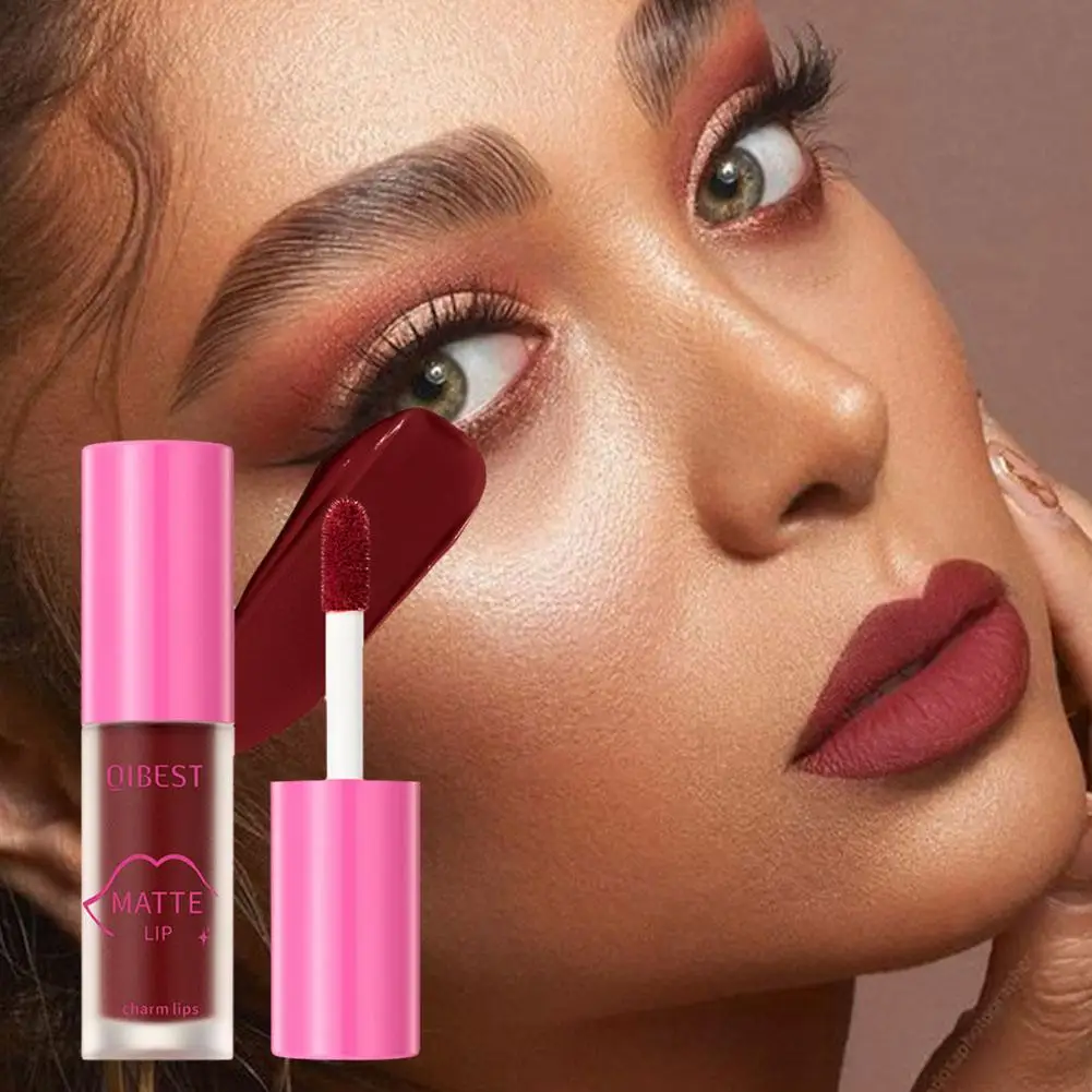 Qibest-pintalabios líquido mate, 8 colores, maquillaje de labios de larga duración, terciopelo Sexy, cosméticos resistentes al agua, brillo A4i9