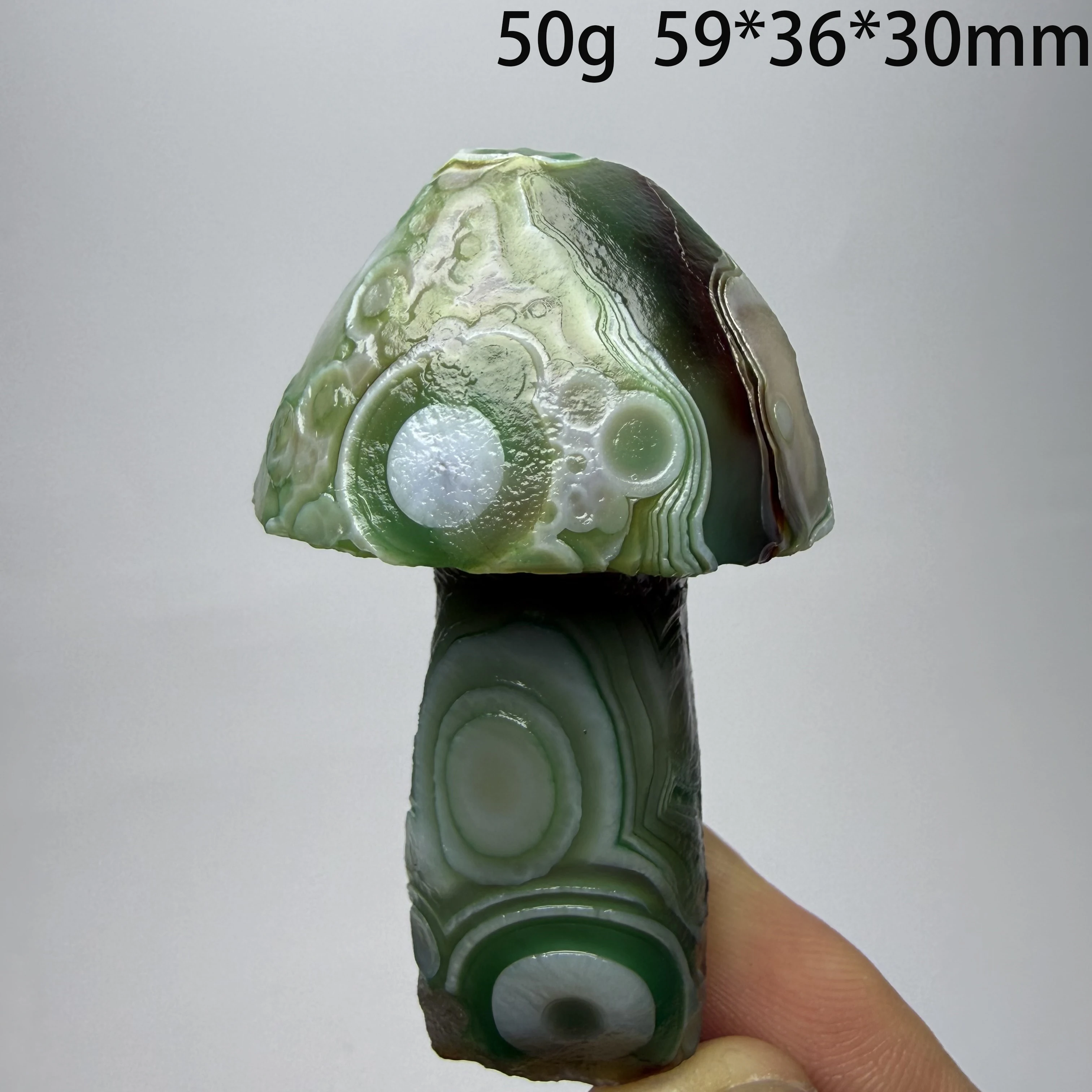 Natural Green Agate, Alxa Gobi Eye, Green Mushroom-shaped Mineral Specimen, Energy Healing Stone for Garden Decoration A3-1-3 - view 5